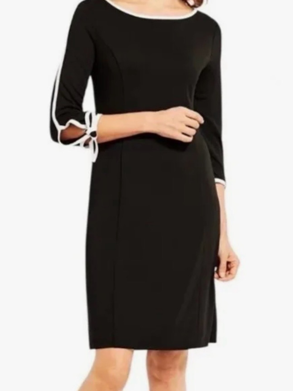 Talbots Black Midi Dress with White Piping